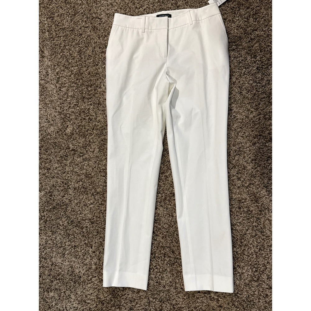 Lafayette 148 New York White Cotton Stretch Straight Leg Dress Pants Size 6 NWT